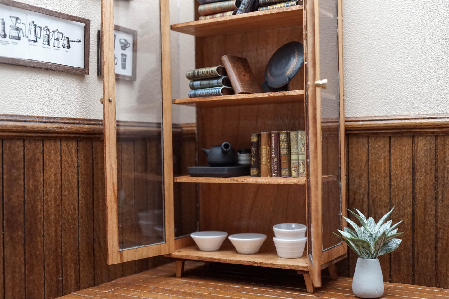 Multifunctional Bookshelf and Dish Cupboard
