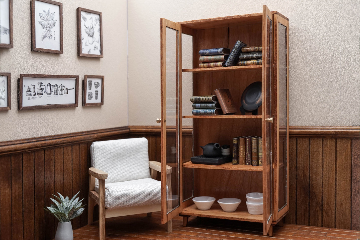 Multifunctional Bookshelf and Dish Cupboard
