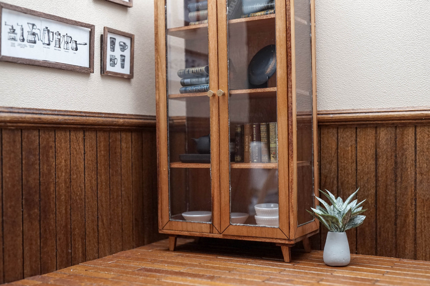 Multifunctional Bookshelf and Dish Cupboard