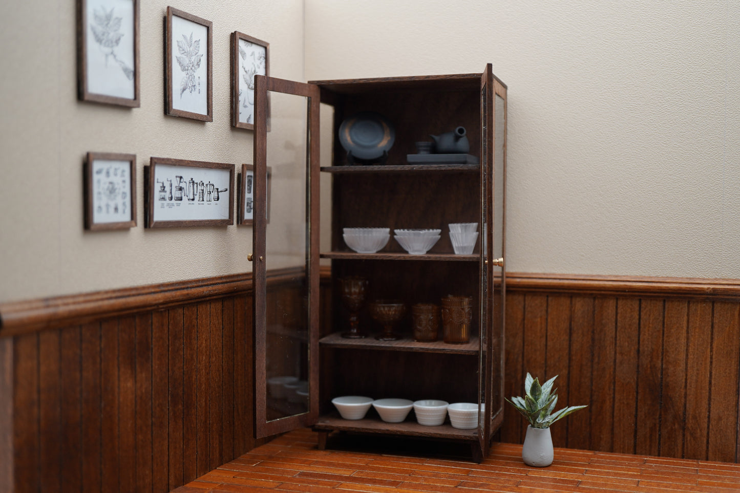 Multifunctional Bookshelf and Dish Cupboard