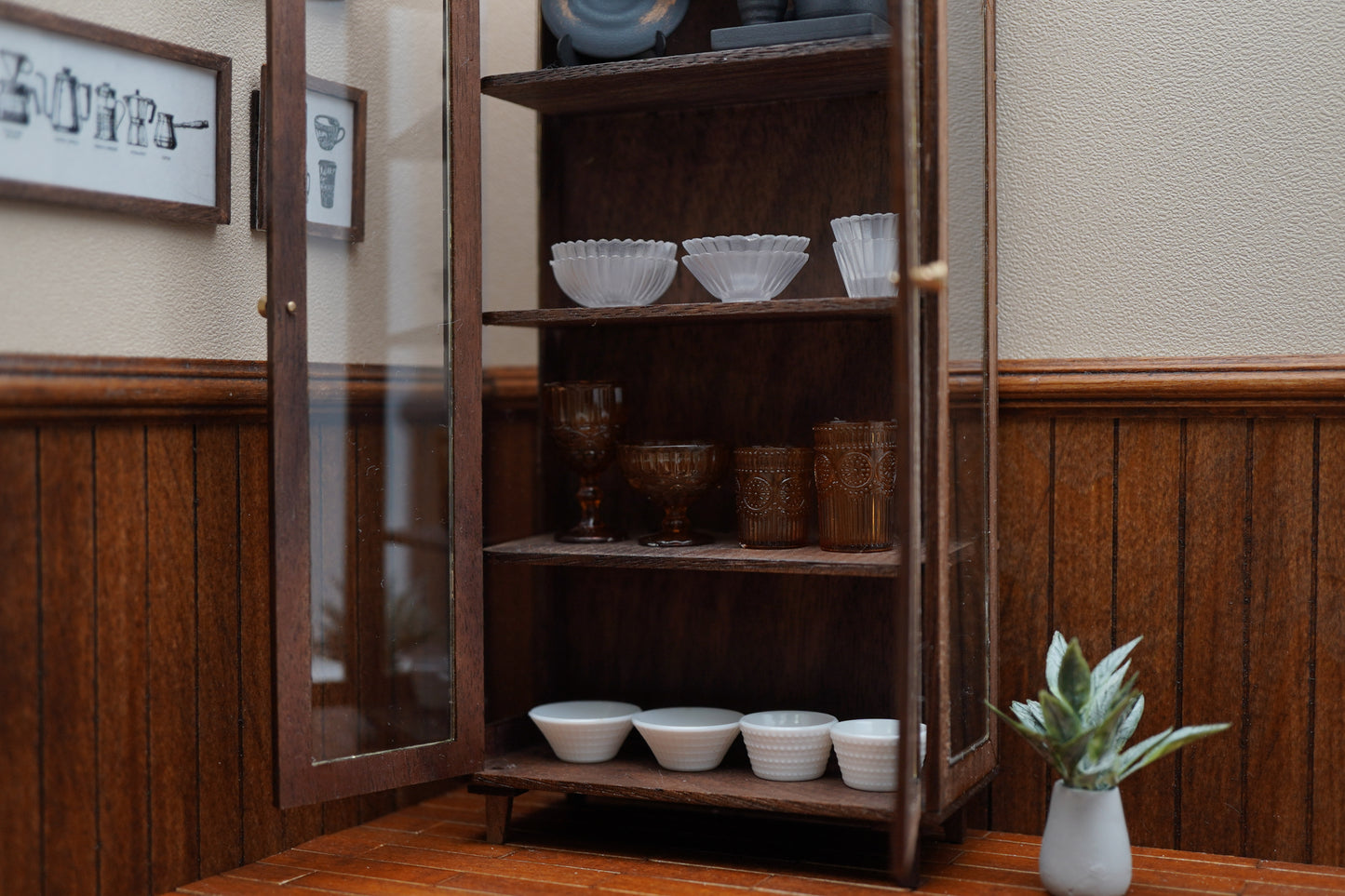 Multifunctional Bookshelf and Dish Cupboard